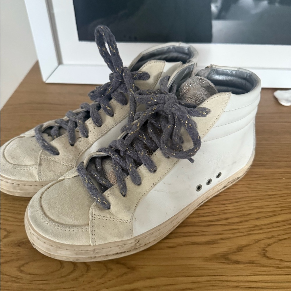 P448 White and Gray High-Top Sneakers